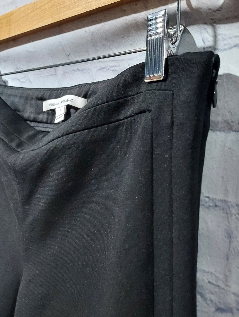 Diane Von Furstenberg Size 6 Ponte Black Pants Side Zip Career Office Business - Picture 5 of 16